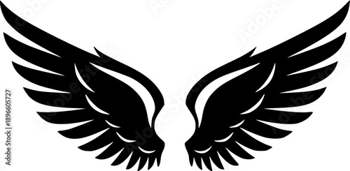 Angel wings Vector Black Silhouette Design For T-Shirt
