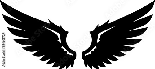 Angel wings Vector Black Silhouette Design For T-Shirt
