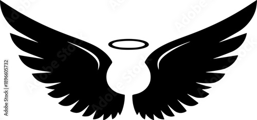 Angel wings Vector Black Silhouette Design For T-Shirt
