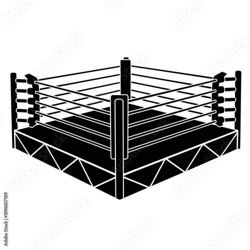 Boxing Ring Vector Illustration Isolated on White Background, Combat Sports Concept