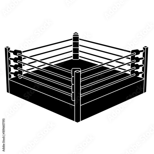 Boxing Ring Vector Illustration Isolated on White Background, Combat Sports Concept