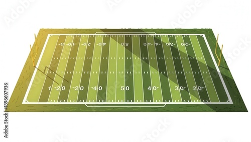 American Football Field Aerial View with Yard Lines and Endzones for Sports Content