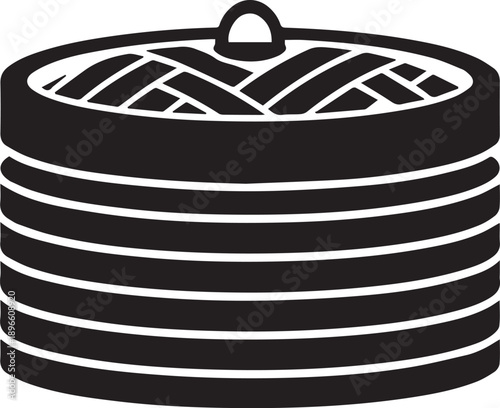 Traditional Bamboo Steamer Silhouettes for Dim Sum and Asian Fusion Branding.eps