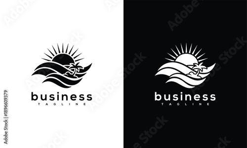 Sunrise Ocean Waves Logo Design - Business Branding.