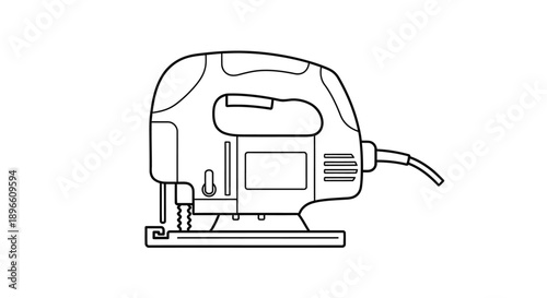 Electric Jigsaw Power Tool for Wood Cutting, Precision Handheld Equipment, Isolated White Background