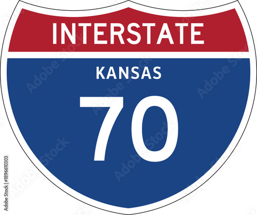 Interstate 70 Kansas, I-70 KS US Interstate Highway Route Shield Badge Vector