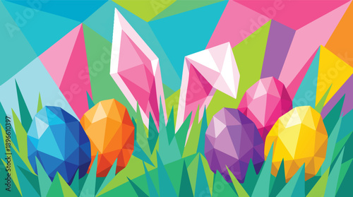 Colorful Easter Eggs in Grassy Field.