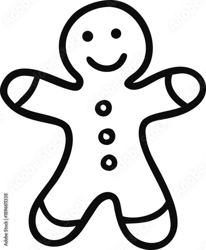Gingerbread Man Outline Vector Illustration For Holiday Baking