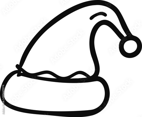 Festive Santa Hat Icon, Holiday Celebration Design Element