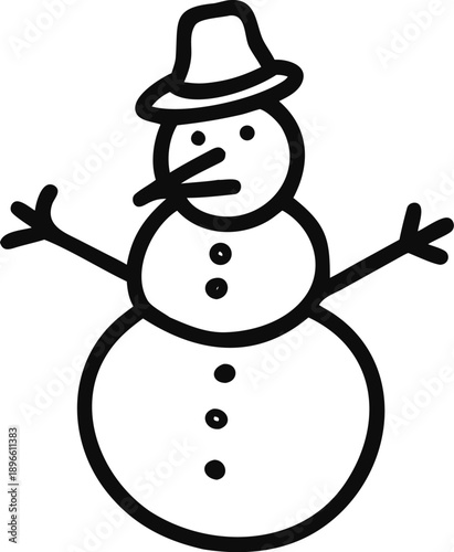 Snowman Doodle Winter Icon Festive Holiday Sketch