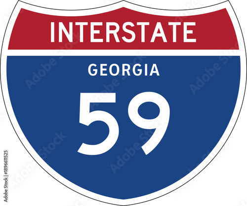 Interstate 59 Georgia, I-59 GA US Interstate Highway Route Shield Badge Vector