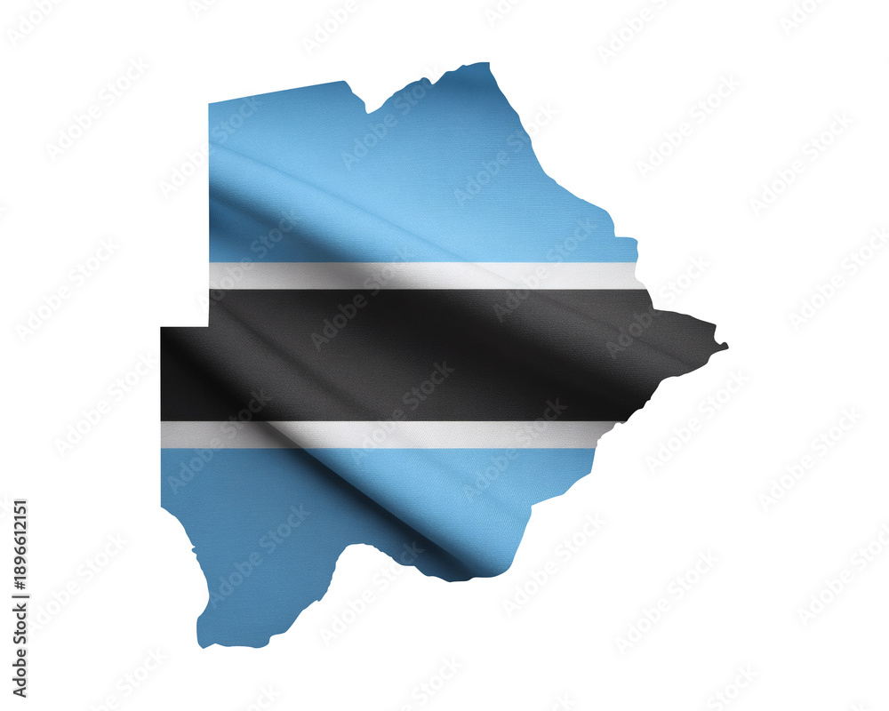 Obraz premium Botswana flag waving in the wind, highlighting the country's unique shape and national pride, perfect for travel and culture projects