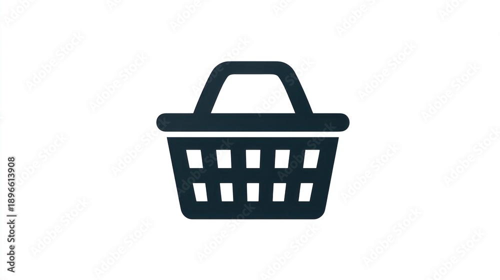 Fototapeta premium Dark Blue Basket Icon on White Background Shopping Concept
