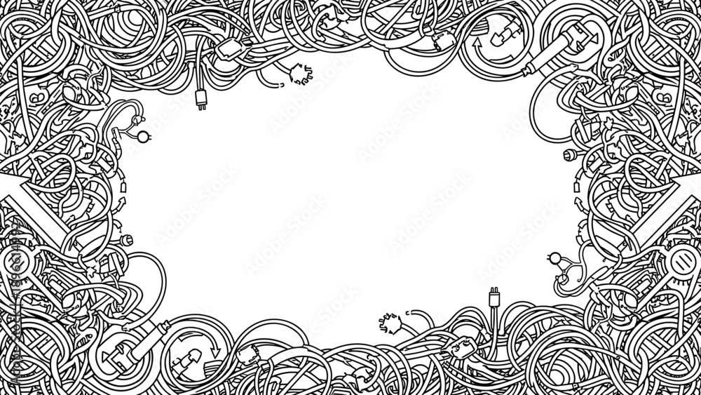 Obraz premium Intricate black and white ornate frame with swirling patterns and designs