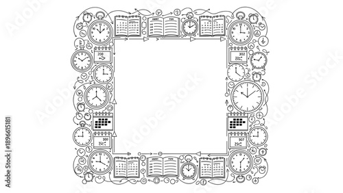 Detailed technical drawing of a complex mechanical device border frame