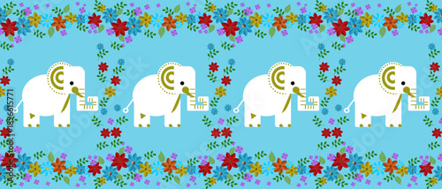 Thai Elephant Seamless Pattern – Traditional Thai Art Vector
