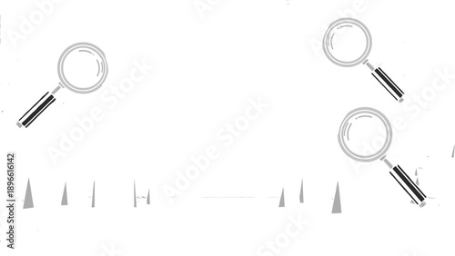 Three magnifying glasses with metal handles on for inspection