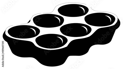 A black and white illustration of a six-pack holder, seemingly designed to hold bottles