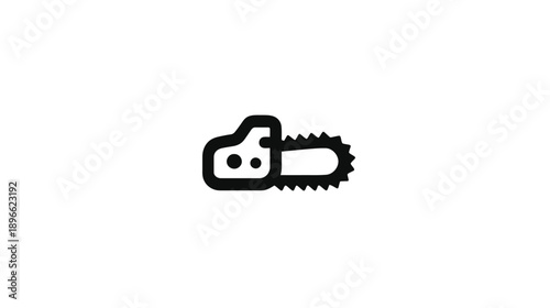 A simple, black-outlined illustration of a chainsaw on a white background. It's a minimalist design