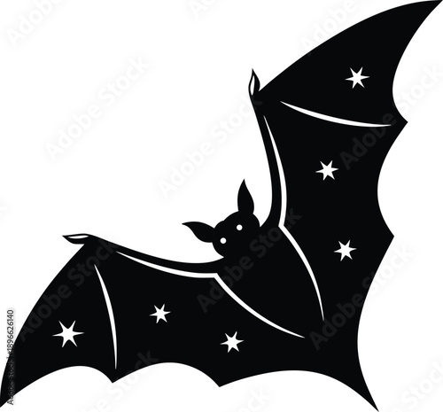 Halloween Bat Flying Amongst Stars, Spooky Night Wildlife