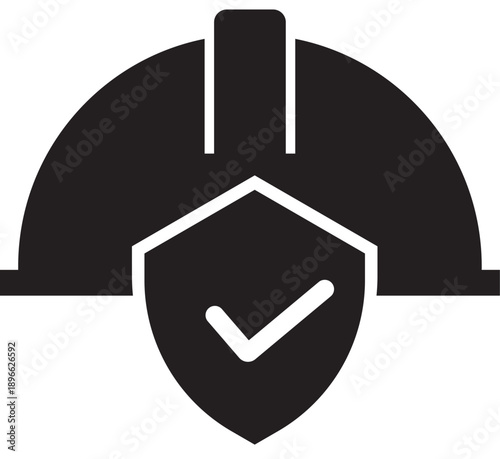 Construction Safety Hard Hat and Shield Icon