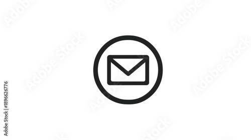 A simple black and white vector graphic of an envelope inside a circle, set against white