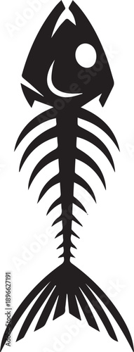 Edgy Minimalist Fish Skeleton Silhouettes for Gothic Cuisine and Fishing Apparel.eps