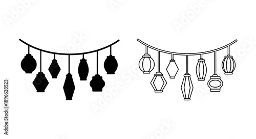 Minimalist hanging lanterns decoration vector Vector
