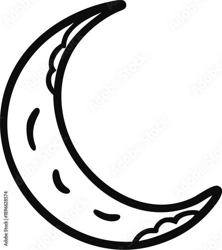 Crescent Moon Icon Design Element For Nighttime Graphics