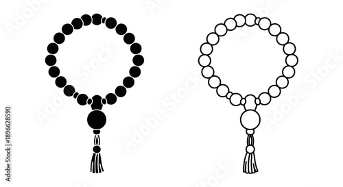 Black and white prayer beads islamic misbaha design Vector