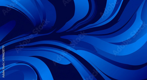 Vibrant blue swirling abstract design with smooth curved lines and shapes