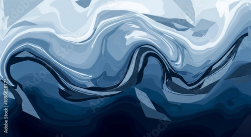 Abstract blue and white swirling liquid background pattern