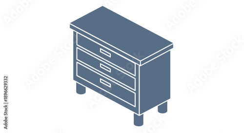 Blue Filing Cabinet with Three Drawers.