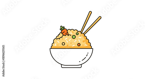 Bowl of Fried Rice with Chopsticks.