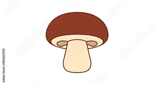 Brown Mushroom Illustration with White Stem.