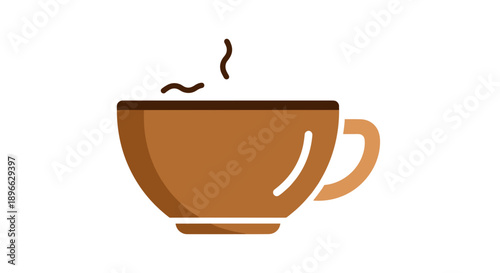 Brown Coffee Cup with Steam Rising.