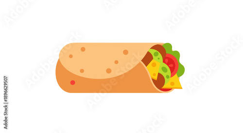 Colorful Burrito with Vegetables and Meat.