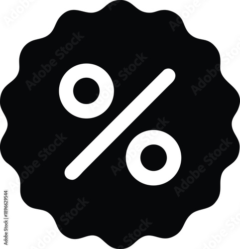 Black Percent Symbol Icon on White Background