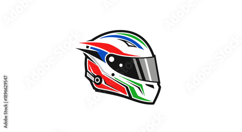 Colorful Racing Helmet with Visor.