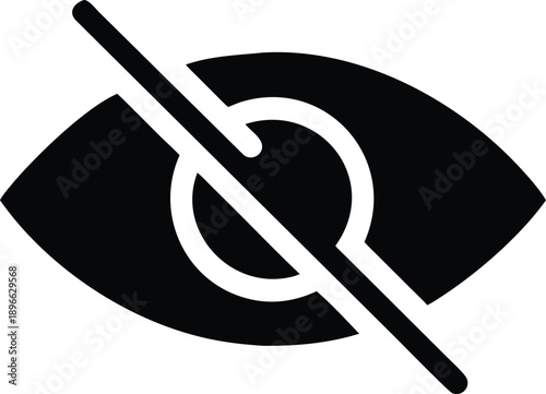 Black and White Eye Symbol with Diagonal Line