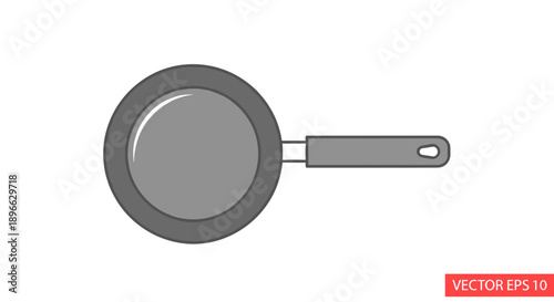 Gray Frying Pan with Handle Illustration.