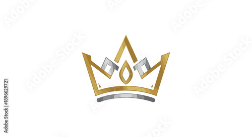 Golden Crown Icon with Diamond Jewels.