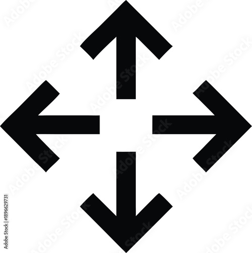 Black Arrows Pointing Up, Down, Left, and Right on White Background