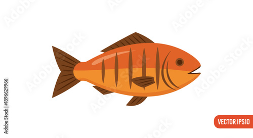 Orange Fish Illustration with Stripes and Fins.