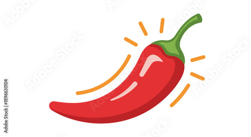 Red Chili Pepper Illustration with Green Stem.