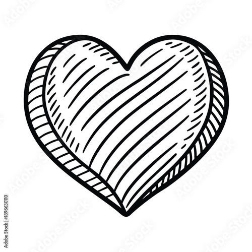Hand-drawn Heart Icon with Black Lines on White Background