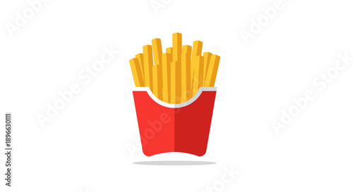 Red Container Filled with French Fries.