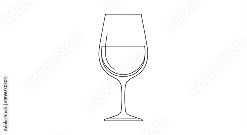 Simple Line Drawing of Wine Glass.