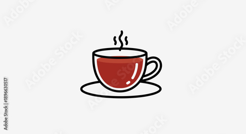 Steaming Red Coffee Cup Illustration.