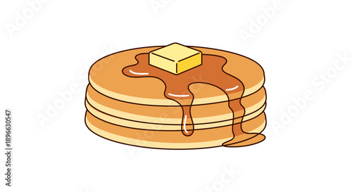 Stack of Pancakes with Butter and Syrup.